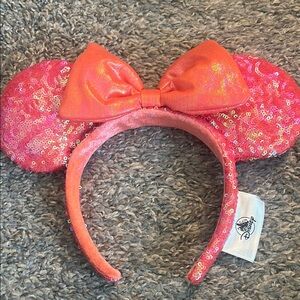 Disney Coral Sequin Minnie Mouse Ears Headband